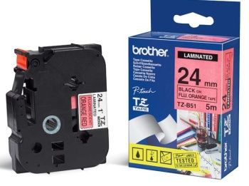 Brother - Originálna kazeta s páskou TZE-B51, čierna na oranžovej, šírka 24mm