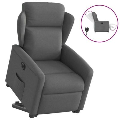 vidaXL Elektrické zdvíhacie sklápacie kreslo tmavosivé látka