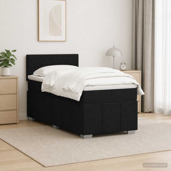 vidaXL Posteľ boxspring s matracom Čierna 90 x 200 cm Látka