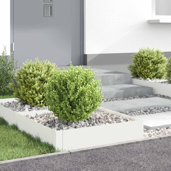 vidaXL Obrubník trávnika 4 ks 60 x 60 x 20 cm Oceľ Biela