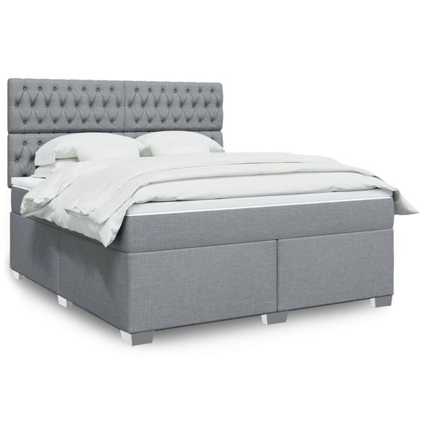 vidaXL Boxspring posteľ s matracom bledosivá 180x200 cm látka