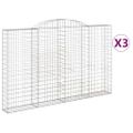 vidaXL Oblúkové gabiónové koše 3ks 300x30x180/200cm pozinkované železo