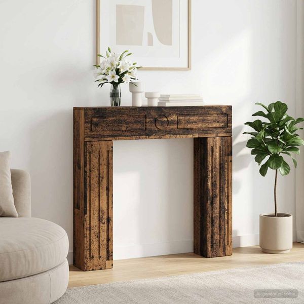 vidaXL Rám krbu Staré drevo 102 x 18 x 100,5 cm Kompozitné drevo