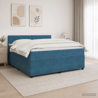 vidaXL Posteľ boxspring s matracom Modrá 180 x 200 cm Zamat