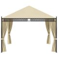 vidaXL Altánok so závesmi krémový 3,5x3,5x3,1 m oceľový 140g/m²