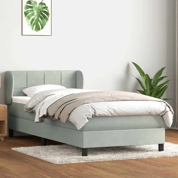 vidaXL Posteľný rám boxsping s matracom bledosivý 90x220 cm zamat
