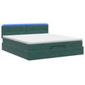 vidaXL Ottoman posteľ s matracom a LED Tmavozelená 180 x 200 cm Zamat