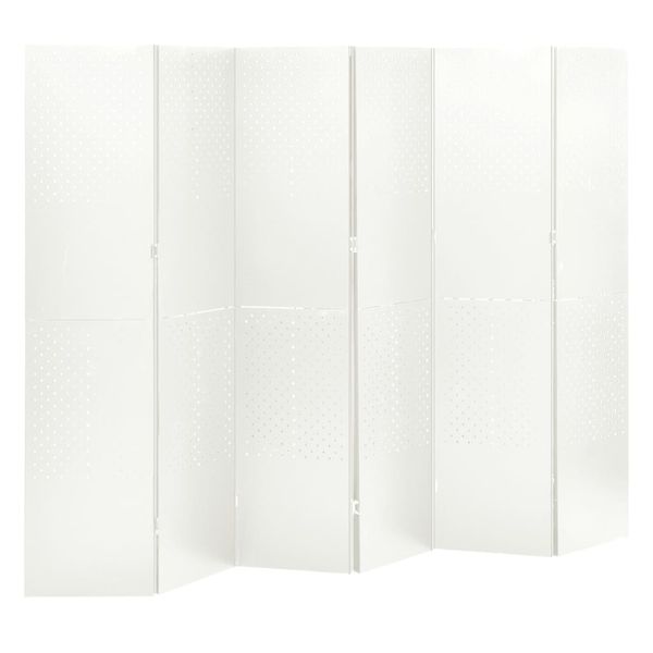 vidaXL Paraván so 6 panelmi, biely 240x180 cm oceľ