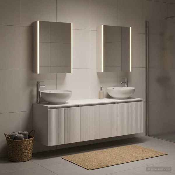 vidaXL Set kabinetov do kúpeľne 5 pcs Biela Kompozitné drevo
