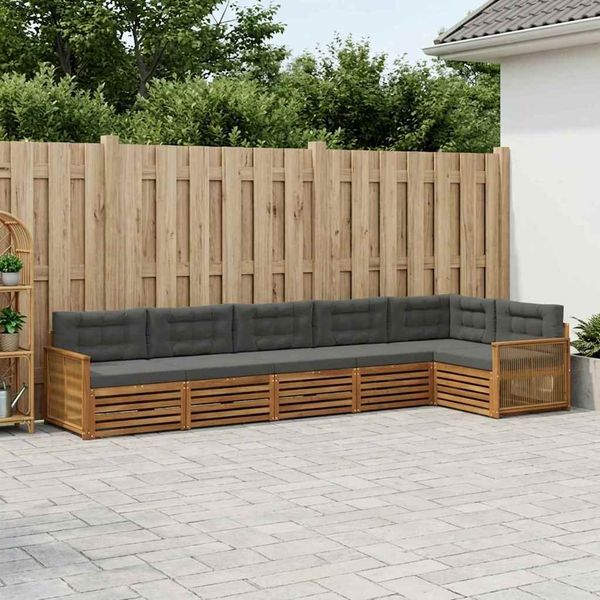 vidaXL Záhradná súprava gaučov s vankúšom 6 pcs Prírodná a antracitová