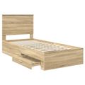 vidaXL Rám postele so zásuvkou Sonoma dub 90 x 200 cm Kompozitné drevo