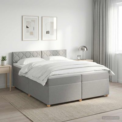 vidaXL Posteľ boxspring s matracom Svetlosivá 200 x 200 cm Látka
