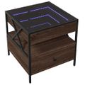 vidaXL Konferenčný stolík s nekonečnými LED hnedý dub 50x50x51 cm