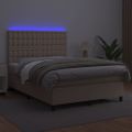 vidaXL Boxspring posteľ matrac a LED kapučínová 140x200 cm umelá koža