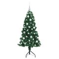 vidaXL Rohový umelý vianočný strom s 150 LED-i Zelená 120 cm PVC a kov