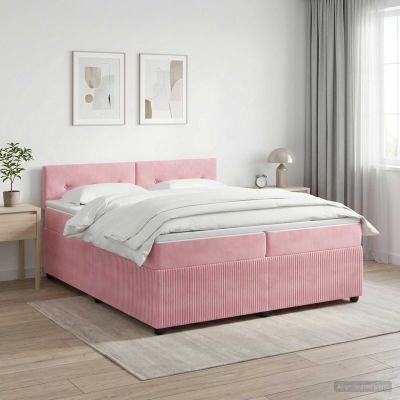 vidaXL Posteľ boxspring s matracom Ružová 200 x 200 cm Zamat