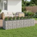 vidaXL Gabiónová vyvýšená posteľ 4 ks 400 x 100 x 100 cm Strieborná