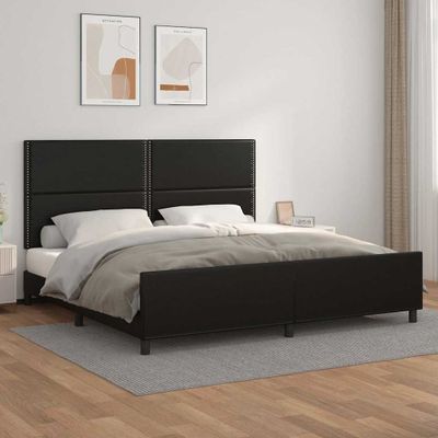 vidaXL Posteľný rám s čelom čierny 200x200 cm umelá koža