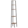 vidaXL Rohový regál s 5 policami, tmavohnedo čierny 45,5x31,5x180 cm