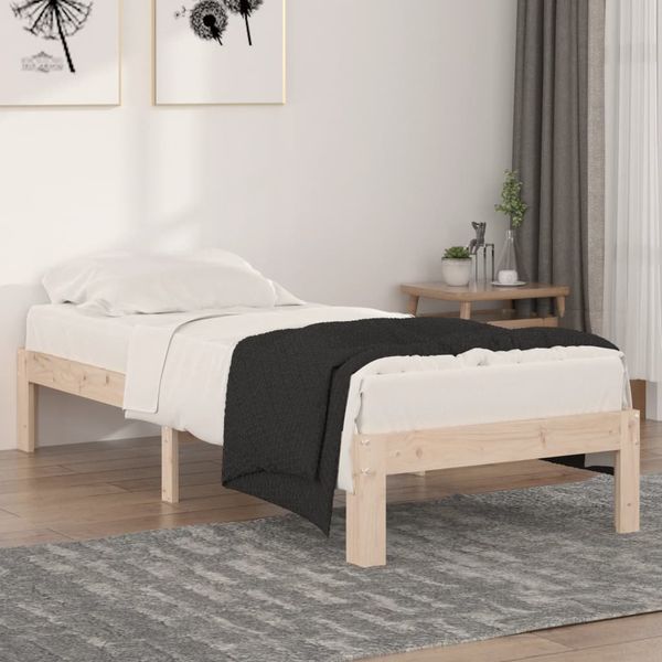 vidaXL Posteľný rám, drevený masív 75x190 cm, malé jednolôžko