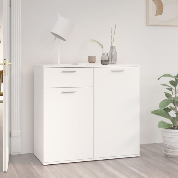 vidaXL Komoda, biela 80x36x75 cm, kompozitné drevo