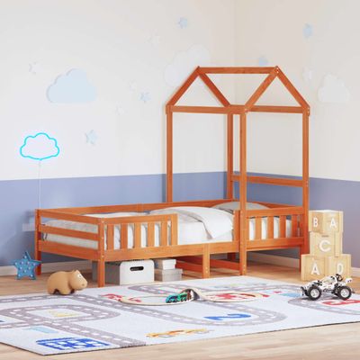 vidaXL Posteľný rám so strieškou voskovo hnedý 100x200 cm borov. masív