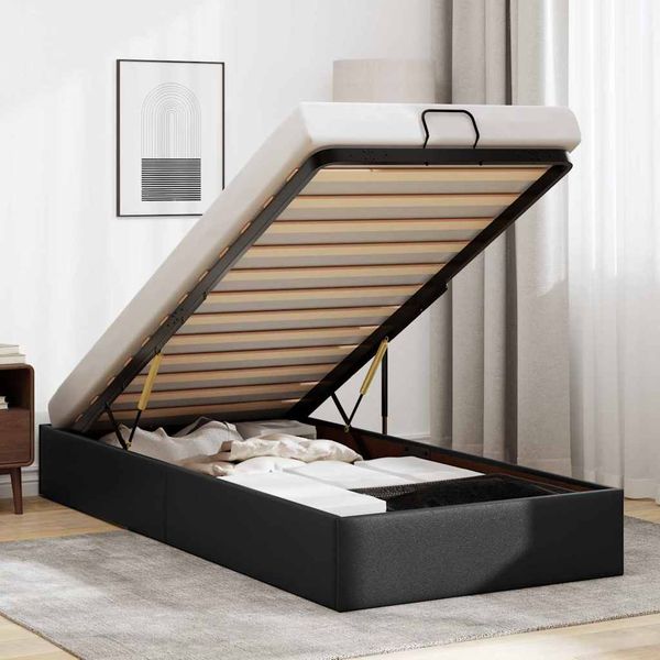 vidaXL Osmanský rám postele bez matraca čierna 90x200 cm umelá koža