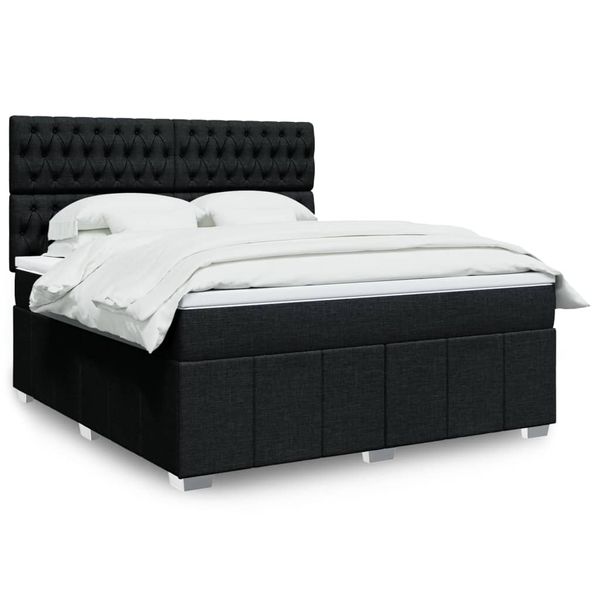 vidaXL Posteľný rám boxspring s matracom čierny 180x200 cm látka