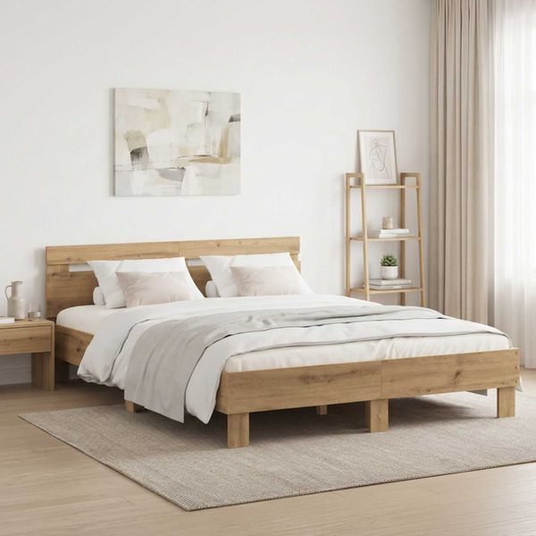 vidaXL Rám postele Dub artisan 140 x 190 cm Kompozitné drevo