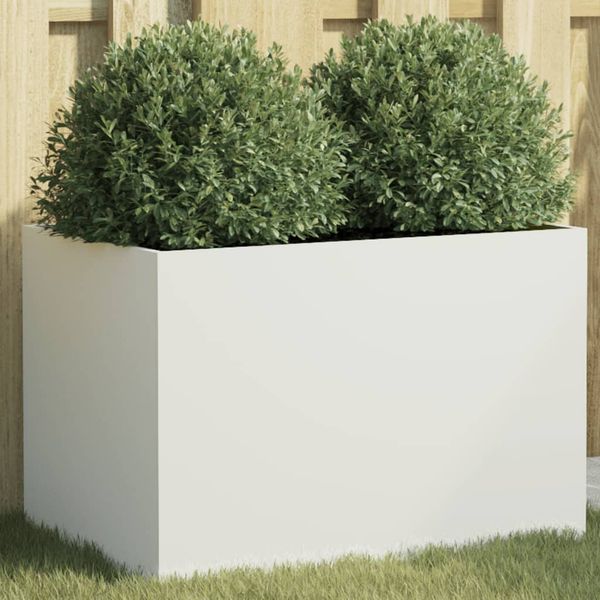 vidaXL Kvetináč biely 62x40x39 cm oceľ