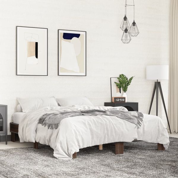vidaXL Posteľný rám hnedý dub 150x200 cm kompozitné drevo a kov