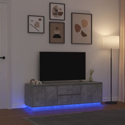vidaXL TV skrinka s LED svetlami betónovo sivá 160,5x41x50 cm