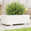 vidaXL Záhradný kvetináč biely 70x40x26,5 cm borovicový masív