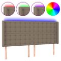 vidaXL Čelo postele s LED sivohnedé 163x16x118/128 cm látka