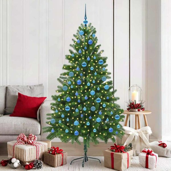 vidaXL Vianočný stromček s 300 LED-i so stojanom Zelená 180 cm PE