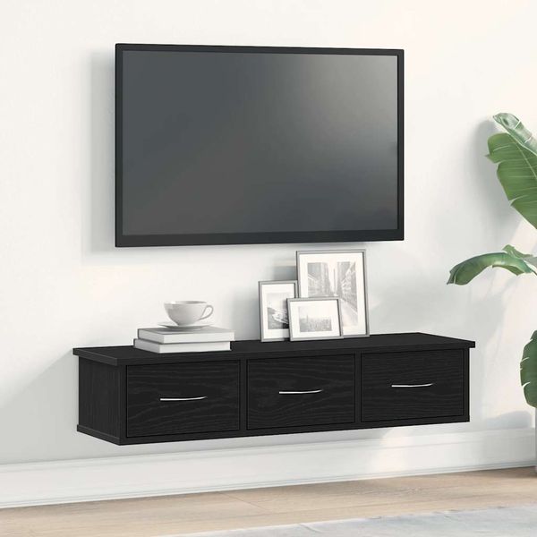vidaXL Nástenná skrinka čierny dub 88x26x18,5 cm kompozitné drevo