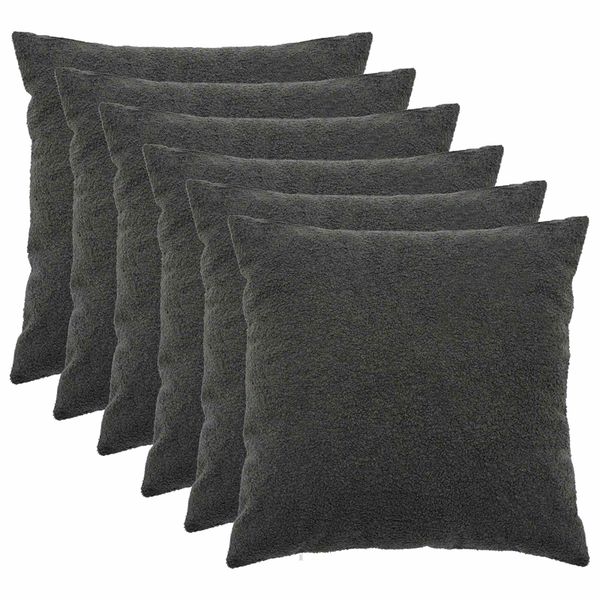 vidaXL Poťah na podložku 6 ks HEERLEN Tmavosivá 55 x 55 cm Bouclé