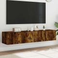 vidaXL TV nástenné skrinky s LED svetlami 2 ks dymový dub 80x35x31 cm