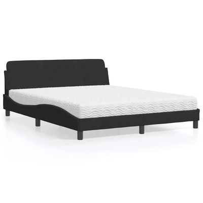 vidaXL Posteľ s matracom Dover čierny 160x200 cm zamat