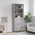 vidaXL Vysoká skrinka sivý dub sonoma 69,5x34x180 cm spracované drevo