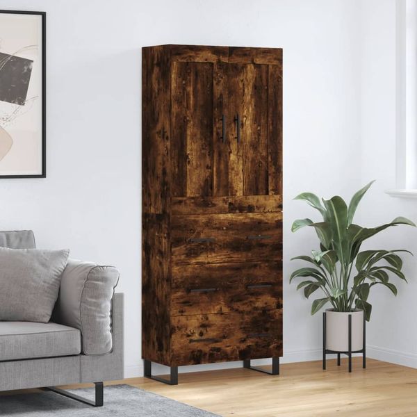 vidaXL Vysoká skrinka dymový dub 69,5x34x180 cm spracované drevo