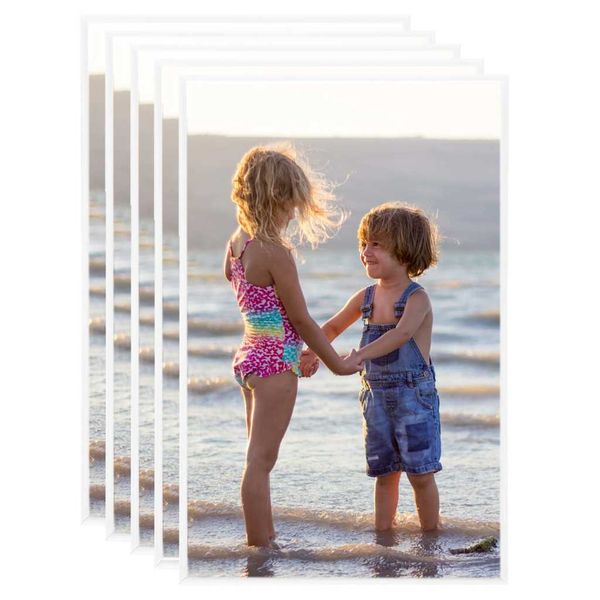 vidaXL Fotorámiky na stôl, koláž 5 ks, biele 10x15 cm, MDF