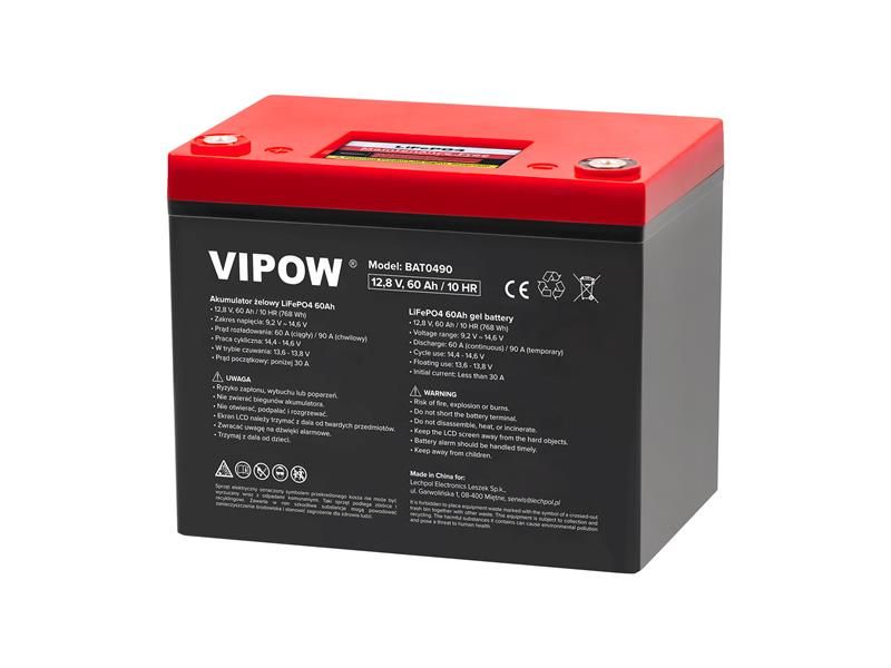 Batéria LiFePO4 12,8V 60Ah VIPOW BAT0490 s BMS