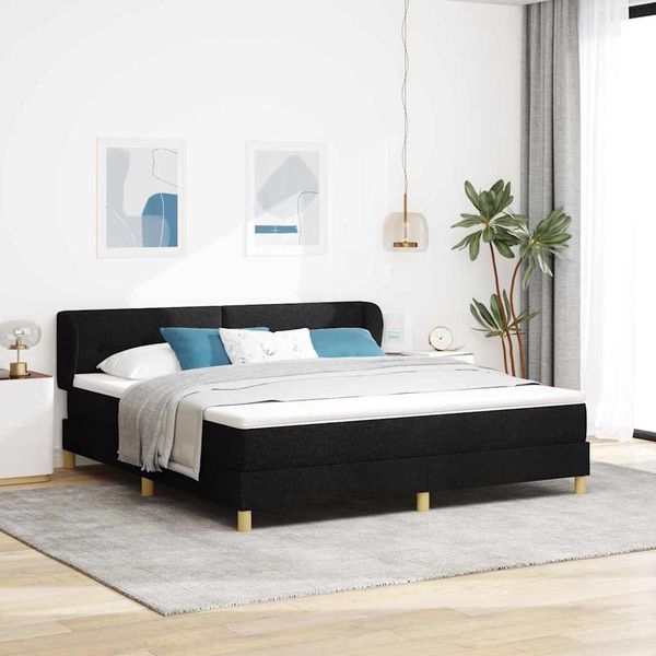 vidaXL Posteľ s pružinovým rámom Čierna 180 x 200 cm látka