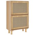 vidaXL Botník hnedý 52x25x80 cm spracované drevo a prírodný ratan