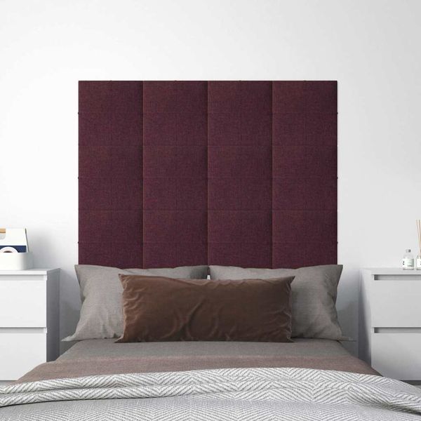 vidaXL Nástenné panely 12 ks fialové 30x30 cm látkové 1,08 m²