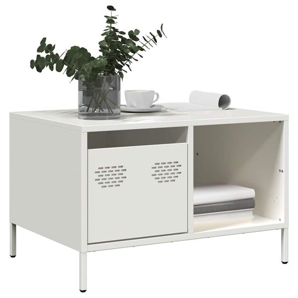 vidaXL Konferenčný stolík biely 68,5x50x43,5 cm oceľ