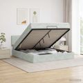 vidaXL Ottoman posteľ s matracom a LED Svetlosivá 140 x 190 cm Zamat