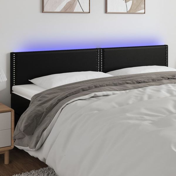 vidaXL Čelo postele s LED čierne 160x5x78/88 cm umelá koža