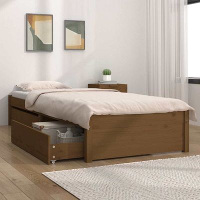 vidaXL Posteľný rám so zásuvkami medovohnedý 100x200 cm